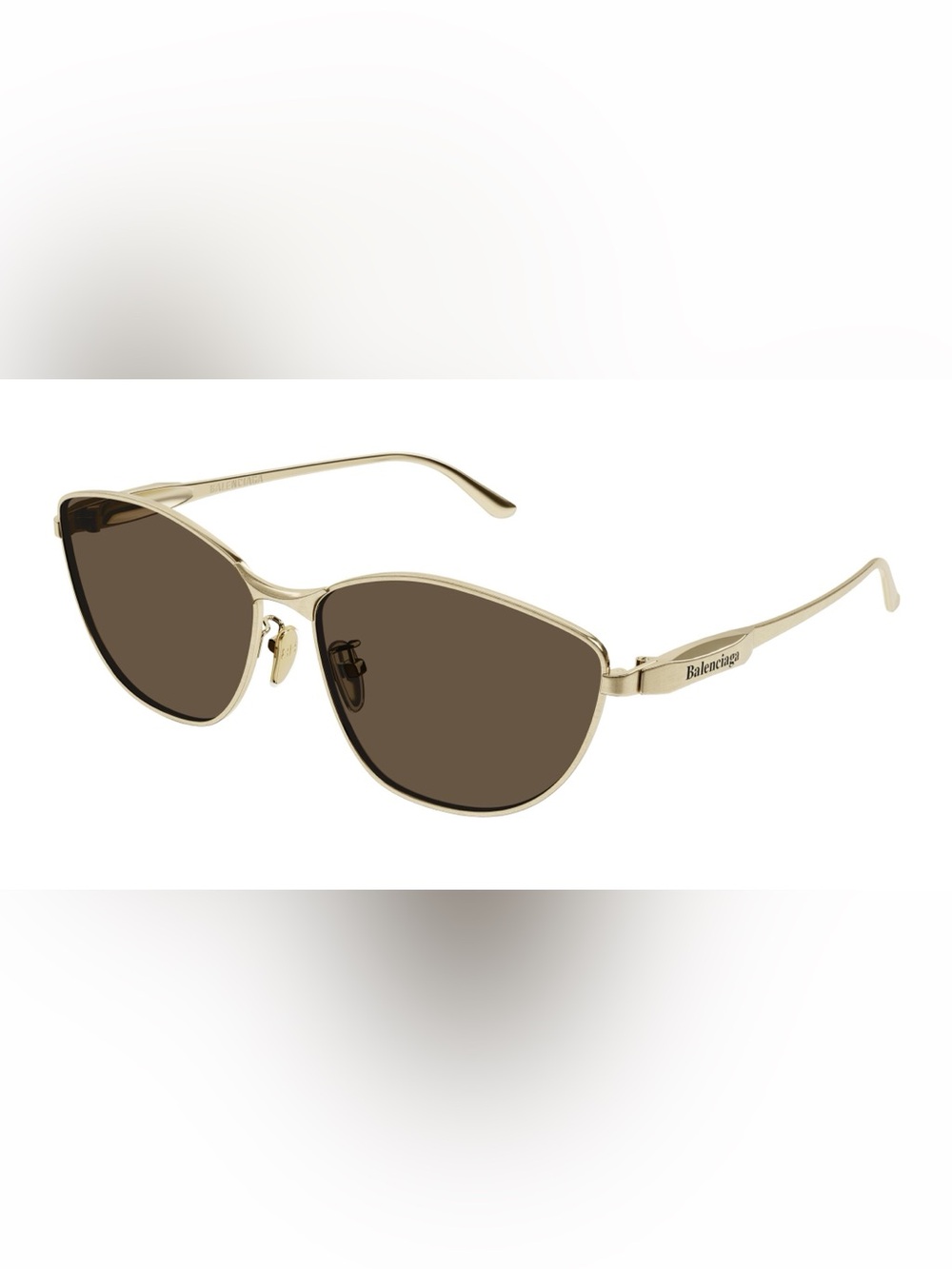 Balenciaga Gold Frame Brown Lens Cat-Eye Sunglasses
